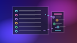 Abstract checklist cards and creator profile links for reviewing adult creator subscriptions before paying