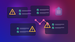 Abstract adult creator subscription safety checklist with warning cards, profile tiles, billing shield, and privacy lock.