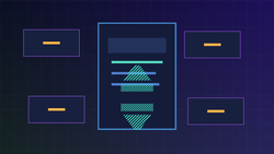 Abstract privacy dashboard with a phone, shield, warning cards, and saved-content controls for adult creator screenshot rules.